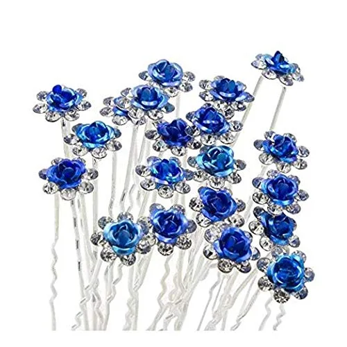 Vista 2 de WOIWO 20 horquillas de cristal para el cabello, diseño afilado en U, de metal, para mujeres y niñas, accesorios de joyería para el cabello