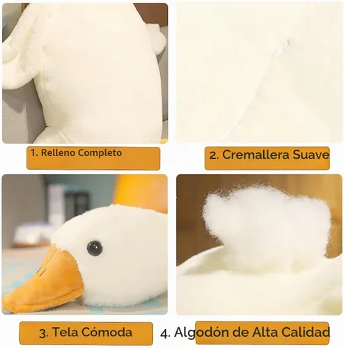 Vista 6 de Almohada de ganso de 19.5 pulgadas con animal de peluche de ganso blanco y cisne (blanco, 19.5")