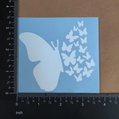 Vista 8 de Paquete de 4 calcomanías de mariposa: Infinito, corazón, amor, ala (tamaño pequeño, 3.5 pulgadas, blanco)