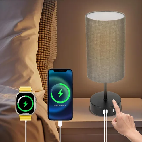 Vista 10 de Lámpara de mesa pequeña para dormitorio, lámparas de noche para mesitas de noche, lámpara de luz minimalista para mesita de noche, lámparas