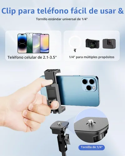 Vista 5 de EMART Soporte de trípode para teléfono celular de 62'', soporte de trípode ajustable de piso para teléfono celular con control remoto para iPhone
