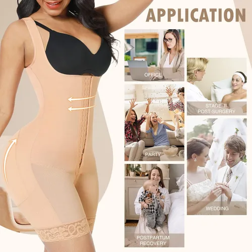 Vista 6 de FeelinGirl Faja Shapewear para mujer, control de abdomen BBL etapa 2, fajas colombianas, levantamiento de glúteos, corsé de cuerpo completo