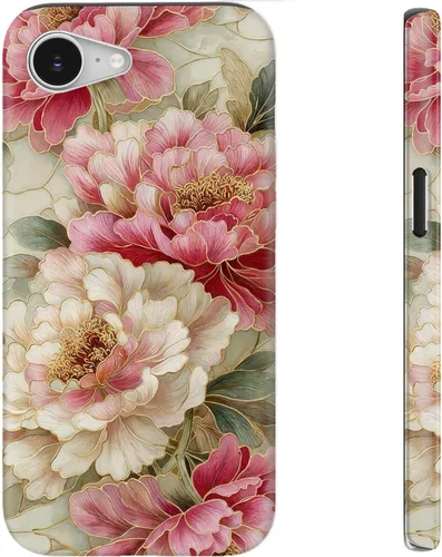 Vista 84 de bemal Funda para iPhone 12 Mini, estética, vintage, floreciente, peonía, concha, femenina, compatible con MagSafe, moderna, única, moderna, moderna