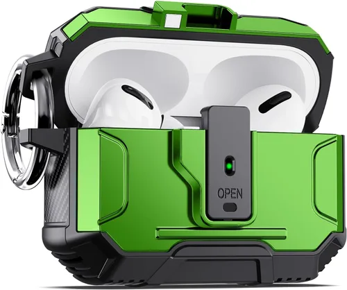 Vista 26 de DASFOND - Funda de armadura para AirPods de 2ª y 1ª generación, carcasa de cuerpo completo de grado militar a prueba de golpes, soporte de carga