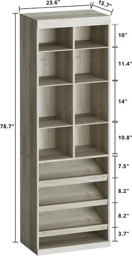 Vista 2 de IRONCK Organizador de zapatos de armario con estantes y cubículos, organizador de almacenamiento estrecho para zapatos, para dormitorio, entrada