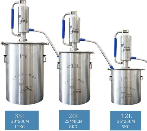 Vista 4 de YUEWO Alcohol Still Alembic Spirits - Destilador de agua de aceite esencial de alcohol de acero inoxidable 304 para hacer vino DIY whisky vino