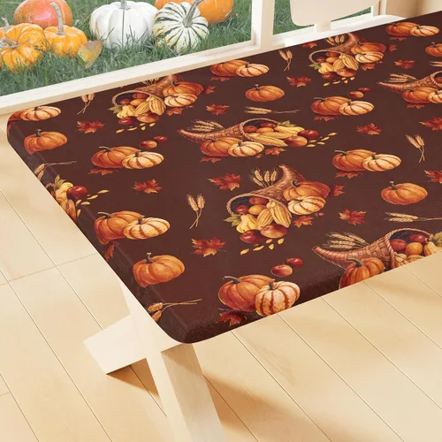 Vista 52 de Smiry Mantel rectangular, impermeable, elástico, ajustable para mesas de 4 pies, manteles de vinilo con parte trasera de franela lavable