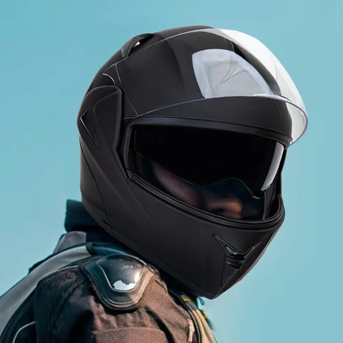 Vista 7 de Casco de motocicleta de cara completa aprobado por DOT con doble visera abatible, casco de motocicleta de cara completa con doble visera abatible
