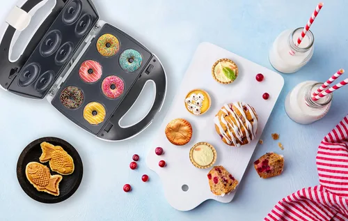 Vista 3 de Mini Preparador de Donas, Mini Preparador de Tartas y Quiches, Preparador de Taiyaki – NUEVO Preparador de Postres Desmontable de Tres Rebanadas 3