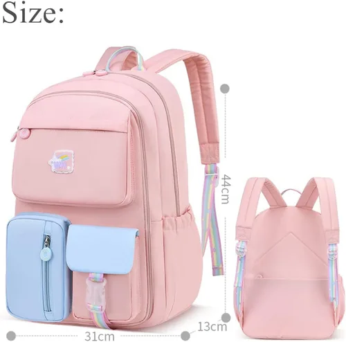 Vista 2 de EKUIZAI Kawaii Colorido Casual Niñas Mochila Escuela Primaria Mochila Dulce y Linda Mochila Infantil con Encanto, Púrpura, Classic