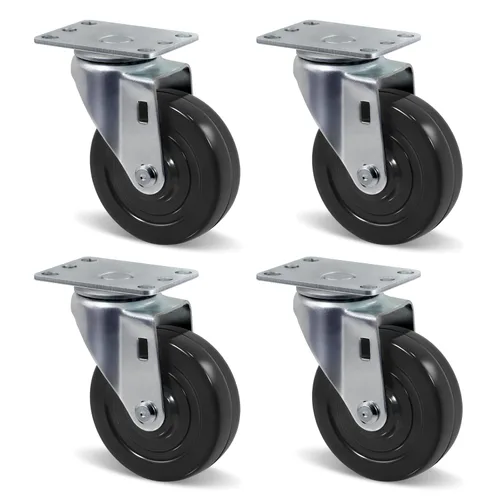 Vista 18 de Juego de 4 ruedas giratorias de 3 pulgadas, ruedas giratorias resistentes, ruedas de goma dura para muebles de camión de plataforma, carrito móvil