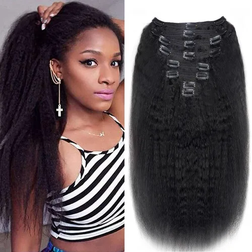 Vista 86 de Extensiones de cabello humano real rizado con clip, 4/27/4, ombré, rizado con clip, para mujer, 3C y 4A (12 pulgadas, #4/27/4)