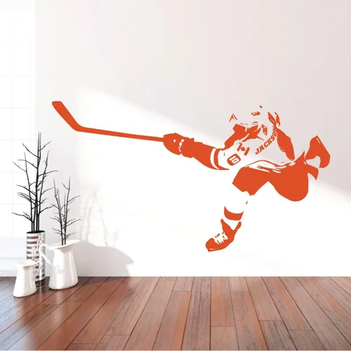 Vista 5 de Decoración de pared de habitación, calcomanías de vinilo para jugador de hockey para el hogar u oficina, dormitorio, vestuario, pista de hielo