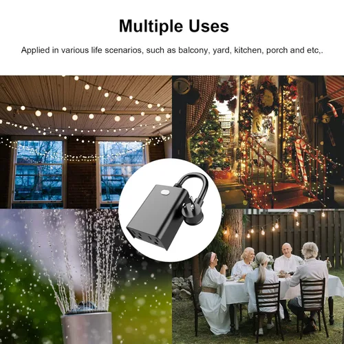 Vista 7 de Enchufe inteligente WiFi para exteriores, enchufes inteligentes que funcionan con Google Home para control de voz, control remoto inalámbrico por