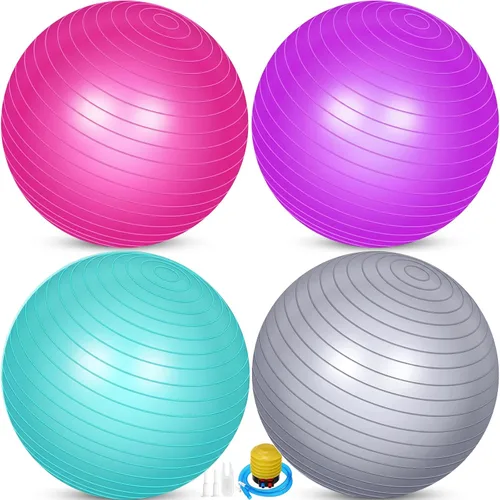 Vista 14 de Leyndo 4 pelotas de ejercicio de yoga de 26 pulgadas, para pilates, embarazo, parto, fitness, con bomba rápida, antiestallido, para mejorar