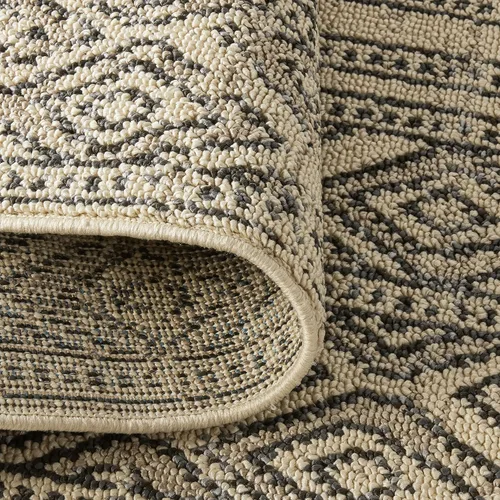 Vista 5 de nuLOOM Chenoa - Alfombra tribal a rayas con borlas, 4 x 6, marfil