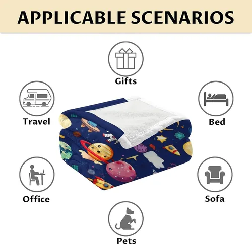 Vista 6 de Regalos de planeta – 30 x 40 pulgadas Lindas mantas amantes de los planetas para niños – Manta suave y mullida azul para regazo y oficina