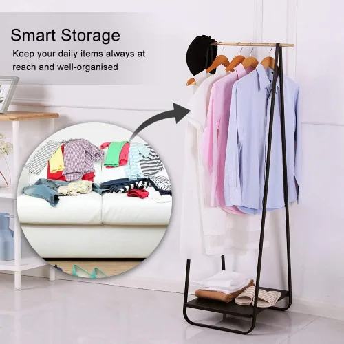 Vista 5 de JEFEE Perchero compacto simple con estante organizador de ropa de 1 nivel para sombreros, bolsas, zapatos para entrada, dormitorio, piscina, 21.3 x