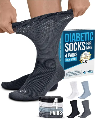 Vista 7 de Doctor's Select® Crew Diabetic Socks for Men - 4 Pairs Negro