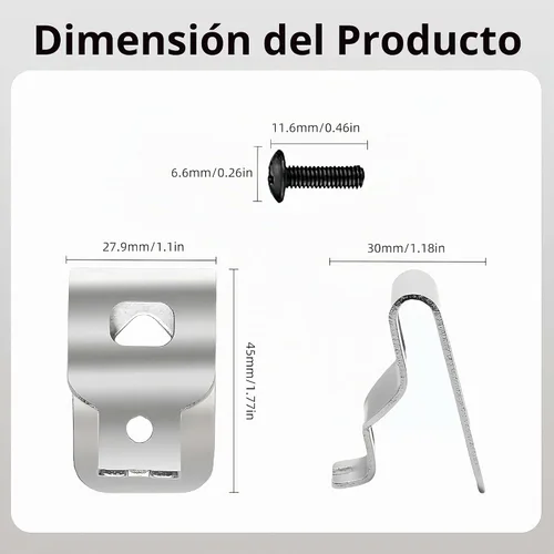 Vista 2 de Paquete de 3 clips para cinturón N268241 N086039 para herramientas DeWalt de 20 V, acero inoxidable 304