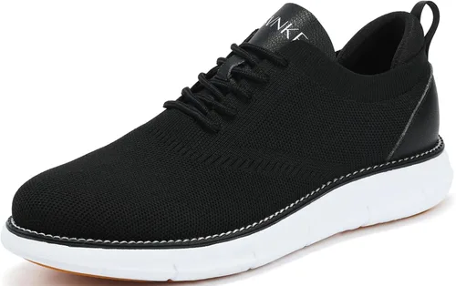 Vista 7 de Zapatos de vestir de malla para hombre, zapatos casuales de negocios, con cordones, zapatos Oxford ligeros, transpirables, cómodos, suela gruesa