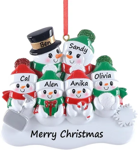 Vista 10 de Adorno familiar personalizado 2025, adornos familiares únicos, pala de muñeco de nieve, decoración de fiesta, adornos de Navidad de pareja de muñeco