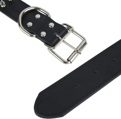 Vista 5 de Mantén a tu perro seguro y elegante con nuestro collar ajustable de 18 pulgadas para perro, diseño duradero de cuero negro para mayor protección, S