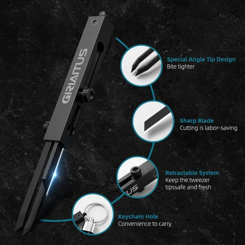 Vista 6 de EDC Cuchillo de Bolsillo 2 en 1 Llavero Pinzas de Precisión Multiherramienta Cortador de Cajas Retráctil Multi Herramienta Cuchillo Utilitario