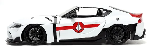 Vista 6 de Robotech 1:24 2020 Toyota Supra - Coche fundido a presión y figura de Rick Hunter de 2.75 pulgadas, juguetes para niños y adultos