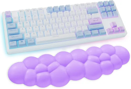 Vista 10 de Sushret Angel Wing Cloud Reposamuñecas para Teclado, Soporte de Muñeca para Teclado de Espuma Viscoelástica de Cuero Suave para Alivio del Dolor