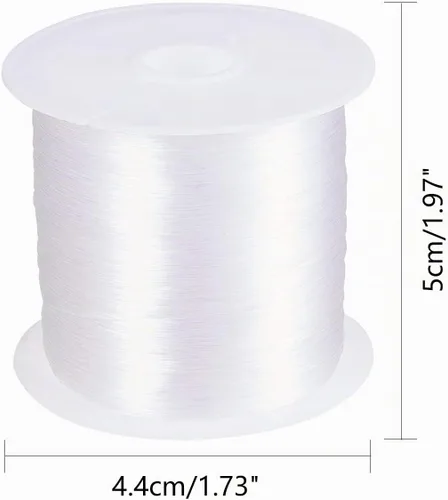Vista 4 de Pandahall - 1 rollo de alambre transparente de hilo de nylon para pesca, color blanco.