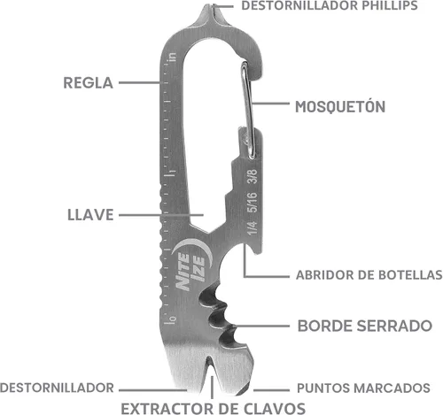 Vista 9 de Nite IZE KMTSE-11-R3 DoohicKey Llavero Multiherramienta, 1 Unidad (Paquete de 1), Acero Inoxidable