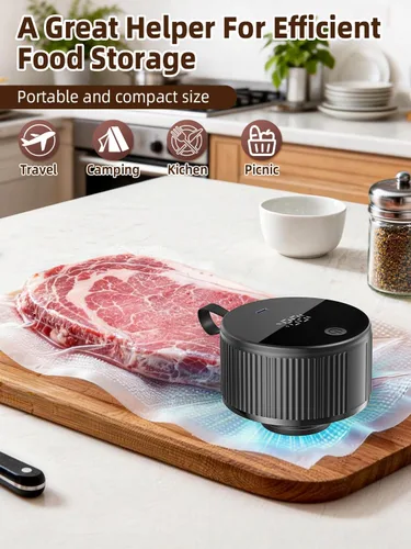 Vista 6 de Kit de sellador al vacío eléctrico de tarros Mason – Sellador al vacío de mano 2 en 1 para tarros de conservas y bolsas de Sous Vide, sellador
