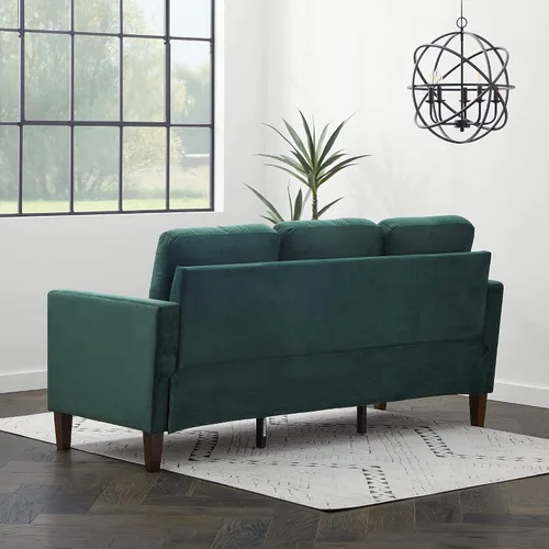 Vista 4 de Edenbrook Sofá tapizado Archer - Asientos Tres - Brazo Recto Diseño Moderno, Terciopelo Verde