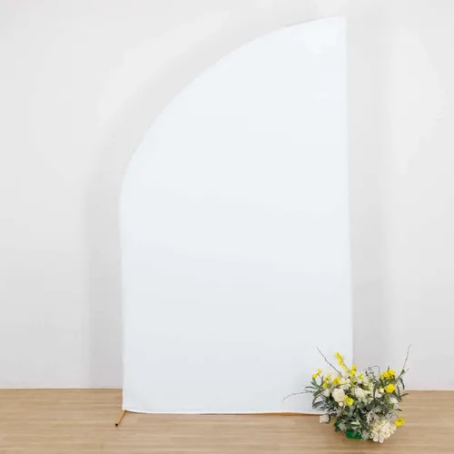 Vista 94 de Efavormart - Juego de 4 fundas de elastano beige para arco de media luna, fundas de telón de fondo Chiara de 2.5 pies a 7 pies para escenarios