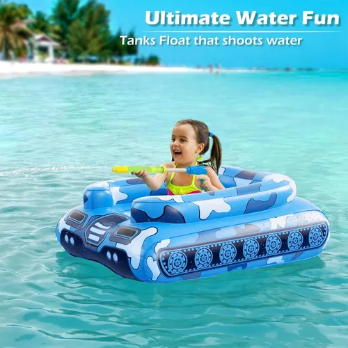Vista 2 de Flotadores de Piscina de Tanque Inflables para Niños – Jasonwell Flotadores de Piscina para Niños Pequeños Tanque de Piscina con Cañón de Agua