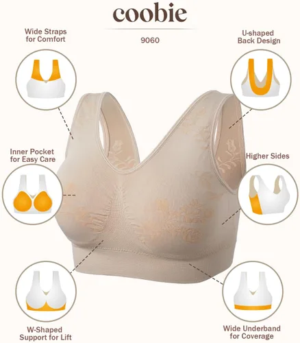 Vista 46 de Coobie Brasier sin costuras de cobertura completa para mujer con acolchado extraíble para mayor comodidad