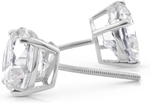 Vista 3 de Aretes de diamantes de moissanita de oro blanco de 14 quilates para hombres y mujeres, aretes de diamante de imitación de oro sólido para hombres