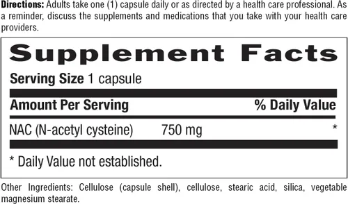 Vista 5 de Country Life N-acetil cisteína (NAC) 750 mg – Suplemento premium de apoyo hepático y salud pulmonar – Potente protección antioxidante