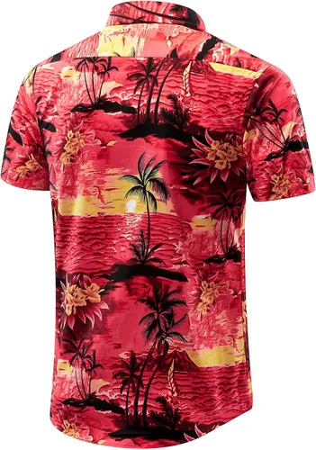 Vista 3 de ENVMENST Hawaiian Shirt for Men Short Sleeve Beach Printed Summer Button Down Aloha Shirt(S-3XL)