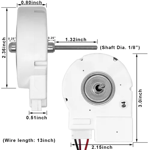 Vista 3 de Motor del ventilador del evaporador del refrigerador 50240401000Q 12V 4W Replacement for Samsung Fridge, Midea, Frigidaire, Magick Chef