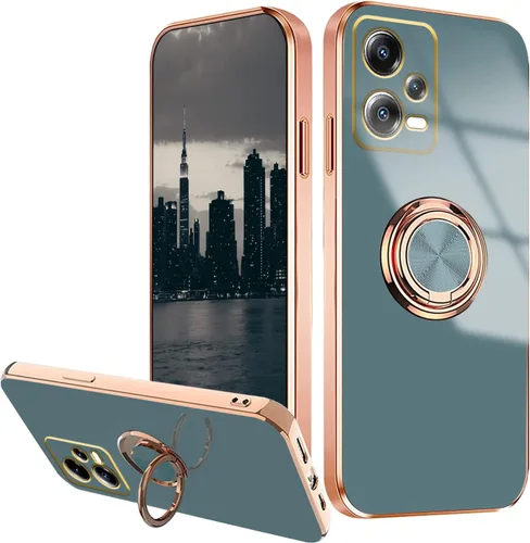 Vista 8 de Compatible con Xiaomi Redmi Note 12 Pro Plus Case Ring Holder Magnet Green, para Redmi Note 12 Pro Plus Funda de teléfono de silicona a prueba