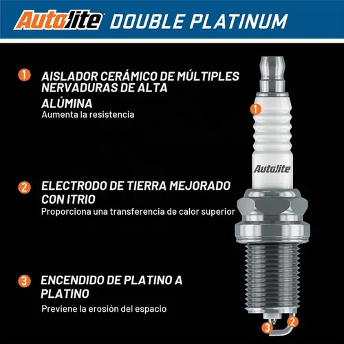 Vista 2 de Autolite APP5325 - Bujías de repuesto automotrices de doble platino (paquete de 4)