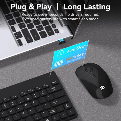 Vista 5 de Mango Era - Combo de teclado y mouse inalámbricos compactos, mini teclado y mouse de viaje pequeños para laptop, juego de teclado inalámbrico USB