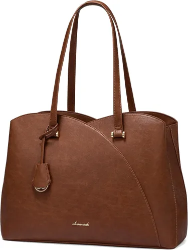 Vista 20 de LOVEVOOK Bolso de mano para laptop para mujeres, bolsos de trabajo, bolso para laptop para maestros, bolso de computadora de cuero, carteras Negro