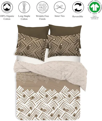 Vista 5 de Delara Juego de funda de edredón de algodón orgánico tamaño King, juego de ropa de cama de 3 piezas, funda de edredón suave tamaño King con 2