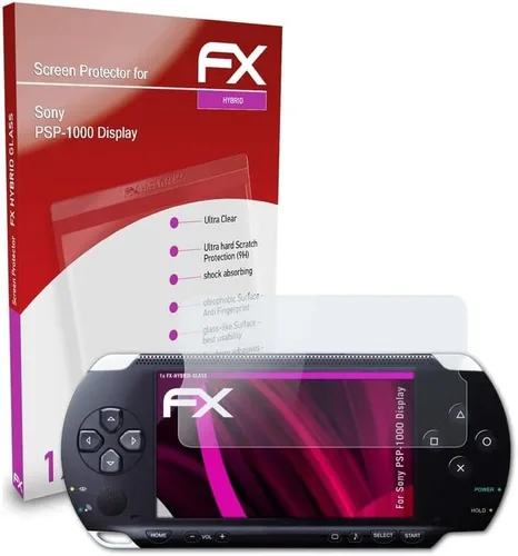 Vista 3 de Película protectora de cristal de plástico compatible con Sony PSP-1000 Pantalla Protector de cristal, 9H Hybrid-Glass FX Glass Protector
