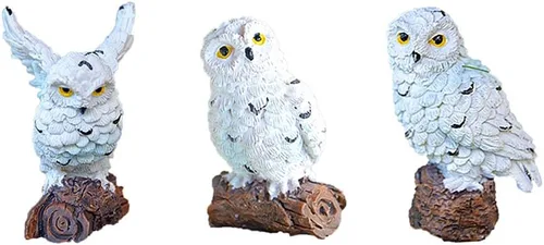 Vista 7 de 5 piezas de búhos de jardín de hadas adornos en miniatura de animales mini figuras de resina para musgo, paisaje, bonsái, manualidades, decoración