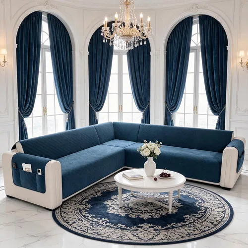 Vista 27 de Fundas de sofá seccionales impermeables en forma de L para sofá seccional Velvet, Soft, Thick, Non Slip Straps, Washable, L Shape, Corner Sofa