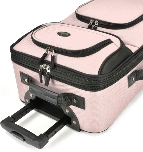 Vista 6 de US Traveler Rio Rugged Fabric - Juego de equipaje de mano expandible Rosado Juego de equipaje de mano extensible de tela resistente Rio